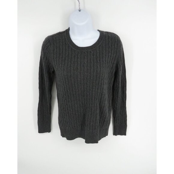 Karen Scott Womens Cable Crew Sweater Charcoal Heather X Small NWT $46.50 - Picture 1 of 6